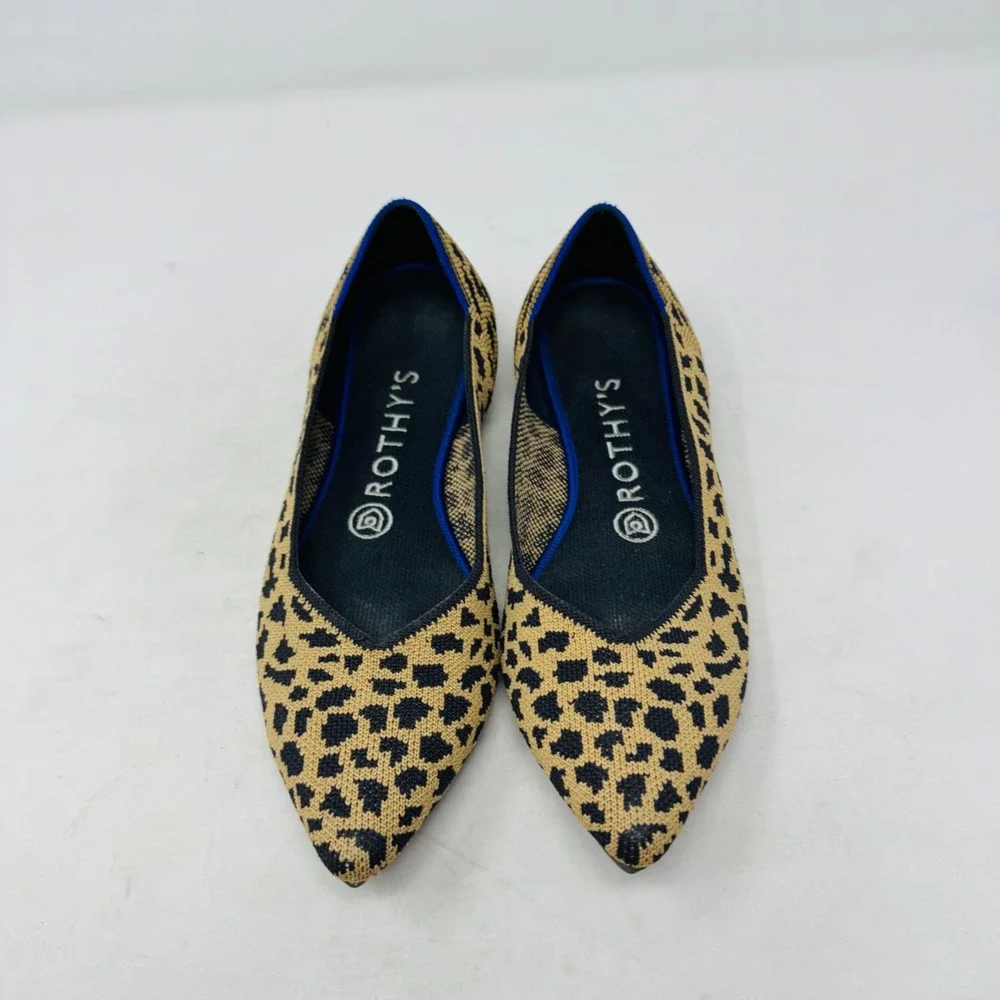 Rothys The Point Leopard‎ Print Flats Women's Shoes Size 7 Animal Print